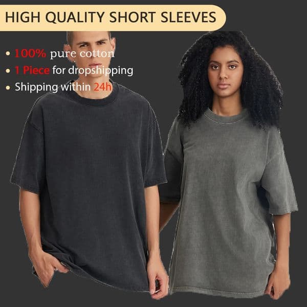 American Style Retro Heavyweight Solid Color Short Sleeved Tshirt Men Women Summer Street Trendy Washed Old Oversized Clothes 250228
