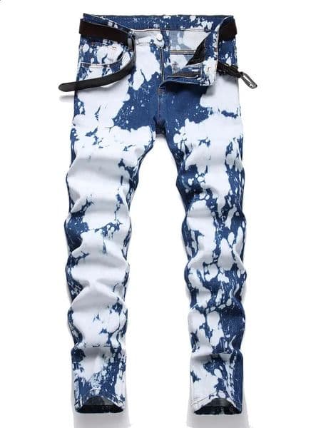 Fashionable mens casual pants stretch jeans skinny anklelength trousers washed slimfit clothing 250228