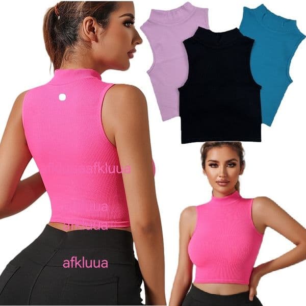 Yoga Tank Tops Rib Solid Colors Sleeveless Vest Women Slim Fitness Sports Workout Wear Camis Athletic Exercise Runningt Trainning afklulua Clothes
