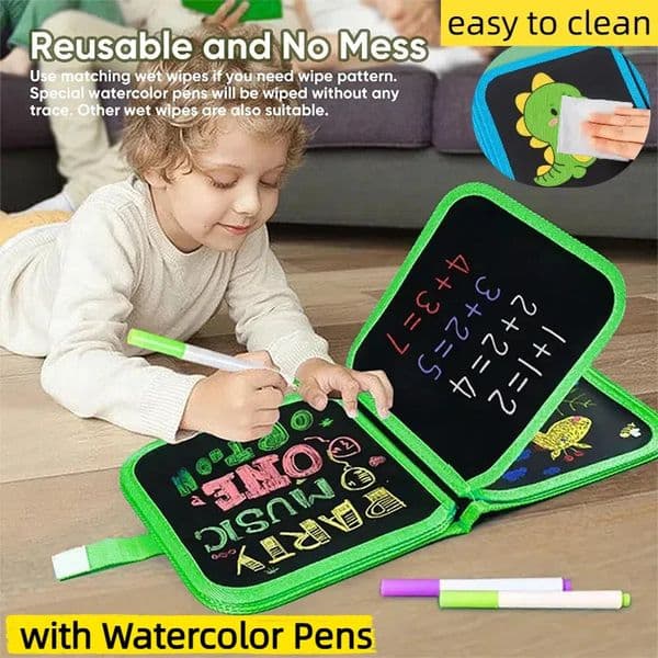 Drawing Book Portable-erasable-graffiti-blackboard Reusable Erasable Book With Watercolor Pens Exercise Book For Painting 250530