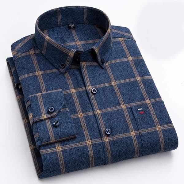 Mens Plaid Shirts Long Sleeve Pure Cotton Regular Fit Soft Comfortable Casual Flannel Shirt Male Clothing Oversized 7XL 6XL 250528Z