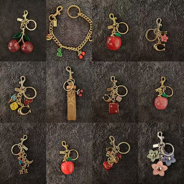 Charm Luxury Charm Women Key Rings Keychain Retro-Cool Cherry Motif In Glittery keychain purse Resin Clip It To Favorite Bag Set Of Keys For Refreshing Style Ke