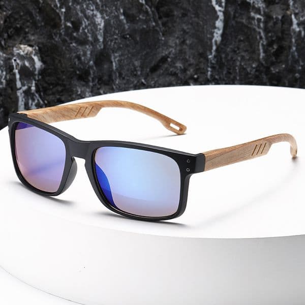 Wood Grain Leg 2025 New Square Wooden Glasses Color Film Men's Sunglasses