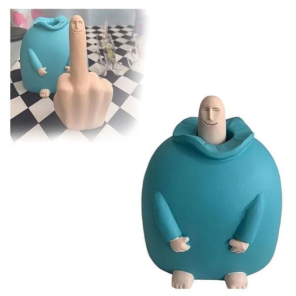 Fun Smile Middle Finger Statue Jewelry Novel Resin Finger Man Sculpture Decor Quirky Middle Finger Hand Statue for Desk 250530