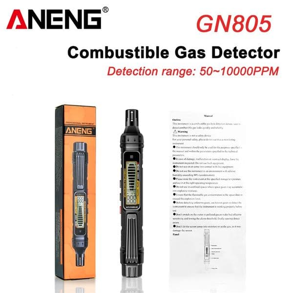 ANENG GN805 Gas Leak Detector Combustibler 50~10000PPM Sound Alarm Gas Analyzer Gas Leakage Meter LCD Environmental Tester Tools 250529BJ