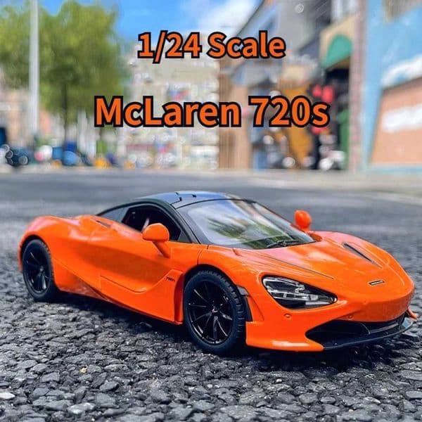 1/24 Scale MCL 720s Car Models Alloy Diecast Simulation Car Toys with Sound and Light Pull Back Toys for Children Gift Z250602