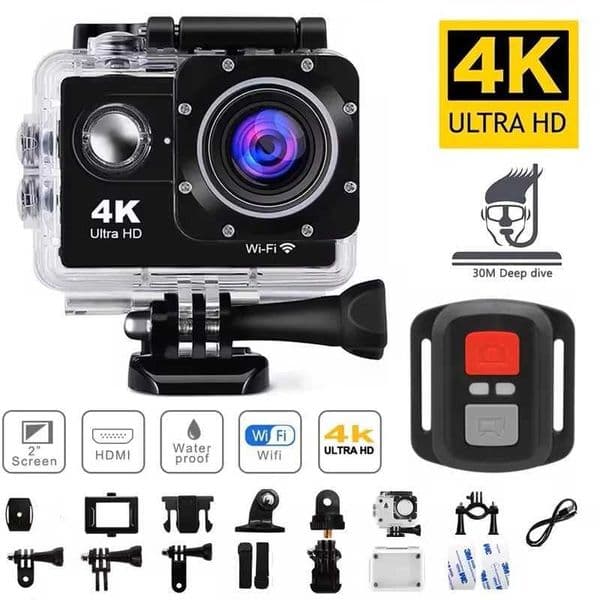 4K Action Camera 1080P/30FPS WiFi 2.0 170D Underwater Waterproof Helmet Video Recording Camera Sports Cameras Outdoor Mini Cam XJ250603