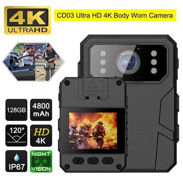 4K HD ody Worn Camera With 2inch Ips SCREEn Wearable Portable Body Camera Police RecorderXJ250603
