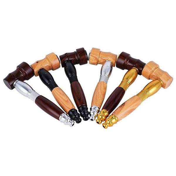 Luxury Wood grain spliced metal square pipe smoking pipes