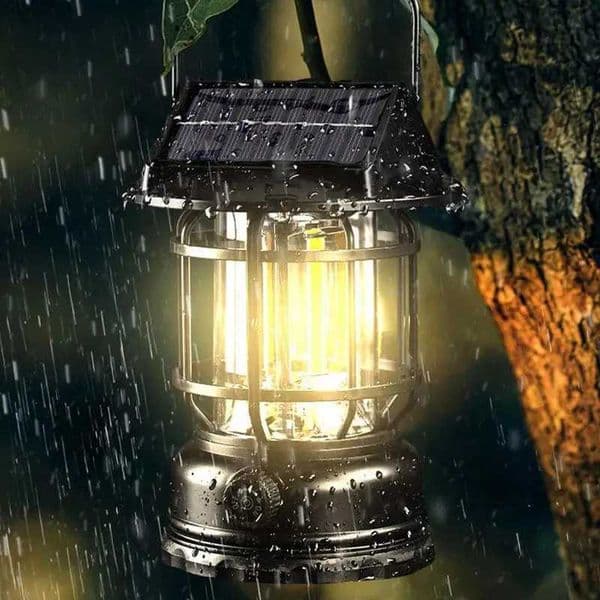Solar Outdoor Camping Lantern Outdoor Waterproof Tent Light Vintage Pendant Light Portable Hanging Lamps for Camping Accessories Z250603