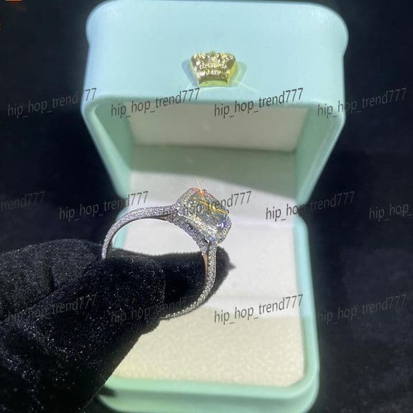 10K White Gold VVS Moissanite Radiant Cut Diamond Ring Fashion Wedding Ring Couple Set Engagement 925 Silver Rings Jewelry Women