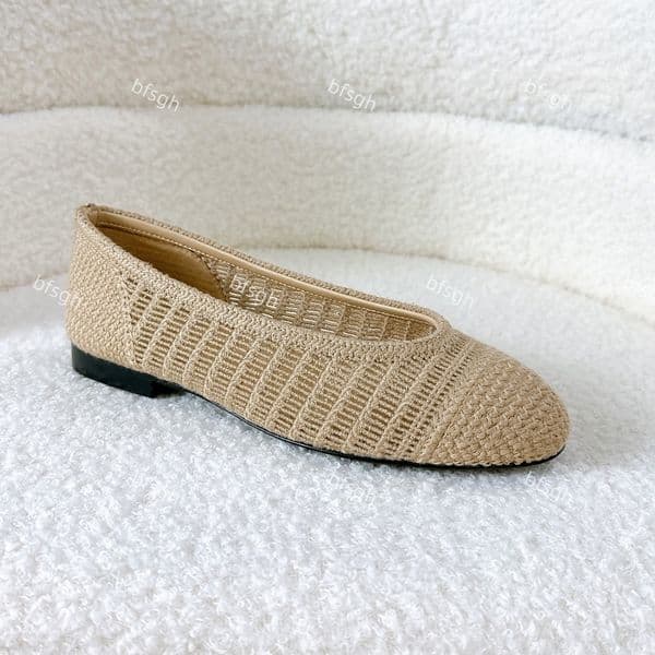 Ballet flats designer shoes women designer flats mesh flats summer fashion luxury hollow raffia woven shoes top quality EU35-43