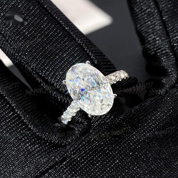 Luxury Womens Engagement Wedding Ring 14k 18k Solid White Gold with Oval Cut Lab Grown Diamond IGI Certified HPHT CVD Jewelry