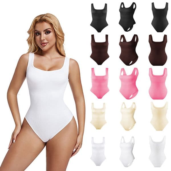 women's wear 2023 Hot Selling Seamless Threaded Vest Waist Shaping Square Neck Bodysuit