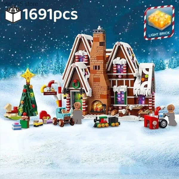 Santa Claus Gingerbread House Landscape Light Building Blocks Brick Winter Village Kit Assembly Toys Christmas Gifts L250603 C251011