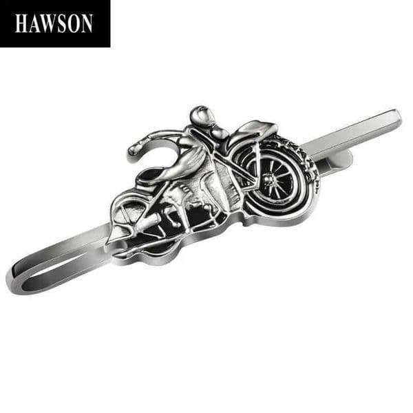 HAWSON Motorcycle Pattern Tie Clip for Men Tie Bar for Young Boy Tie Bar Clip Mens Gift Fashion Jewelry W250604