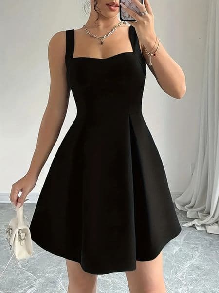 Plus Size Women Elegant Sleeveless Midi Dress Solid Color 100 Polyester Suspender Slim Fit and Flare Evening Gown 250528Z