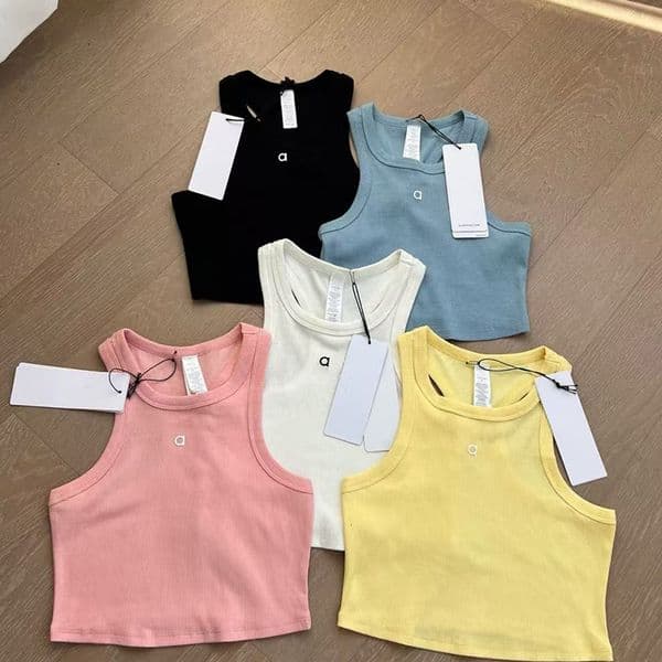 womens tank top designer tank top High version threaded halter summer vest Short vestEmbroidered letter slim top 03