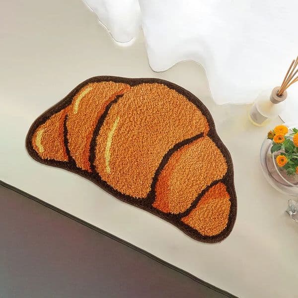 Brown Croissant Shape Tufted Rug Non-slip Hallway Entrance Bread Rug Home Warm Decoration Accessories Anti-Slip Floor Safety Mat 250603