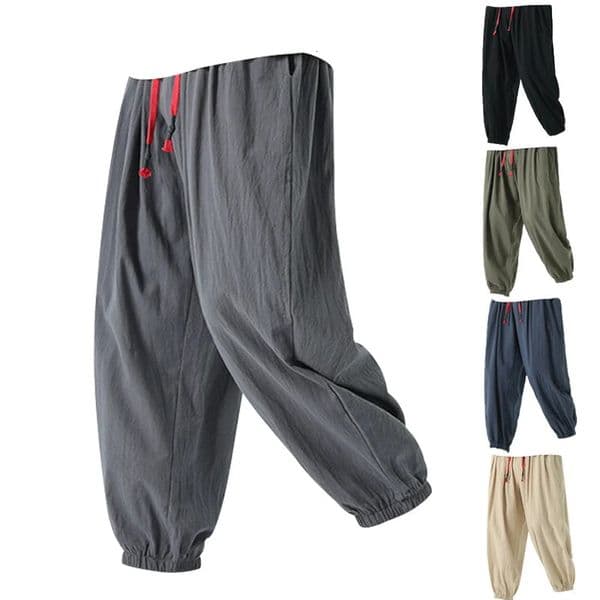M-5XL Spring Summer Mens 100% Cotton and Hemp Pants Loose Drawstring Lantern Pants Haren Pants Japanese Casual Pants 250529BJ