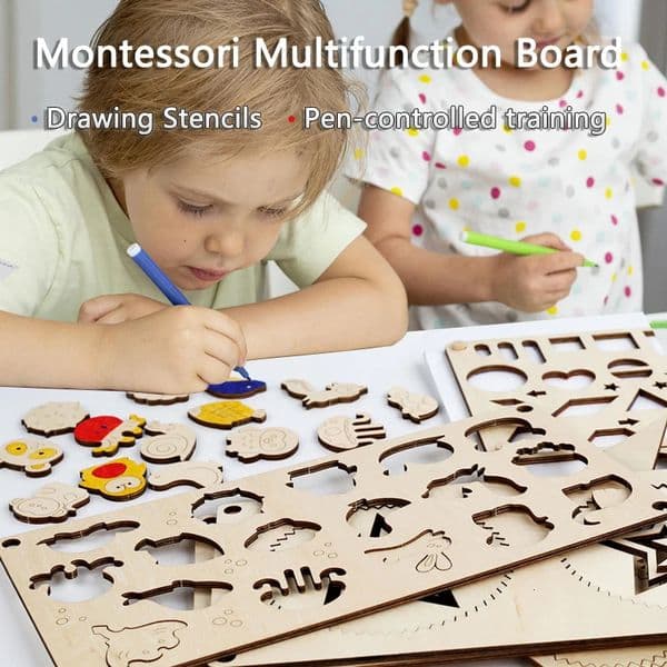 Children Drawing Stencils Montessori Toys Sensory Play Pen-controlled Fine Motor Training Learning Painting Art Wooden Toys Kid 250530