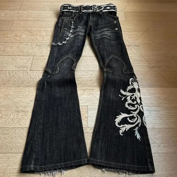 Street HipHop Fashion Slim Clothing American Retro Harajuku Y2K Casual Versatile Jeans FloorMopping Pants Women 250604