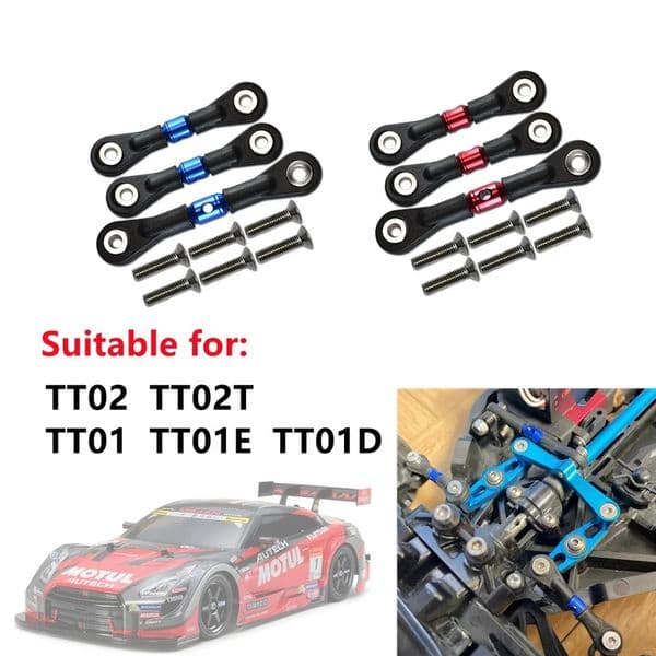 Adjustable Steering Tie Link Pull Rod Linkage for Tamiya TT-02/TT02T 1/10 RC Car Replacement RC Car Upgrades Parts Accessories 250604