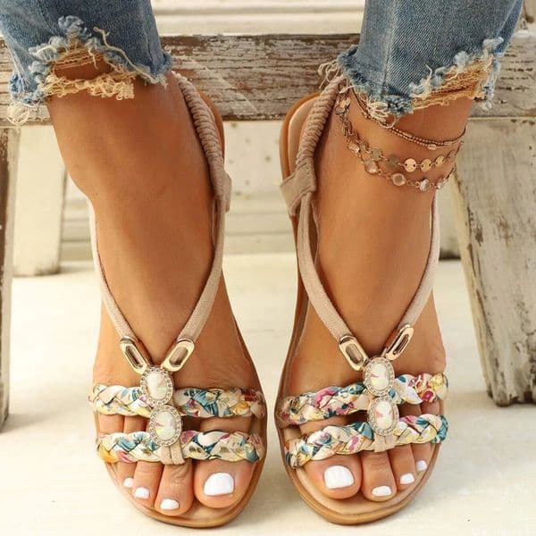 Women Sandals Summer Shoes Soft Sole Wedge Boho Fashion Beach Flip Flops flat sandals 250605