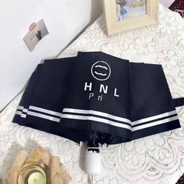 Designer Umbrella Flower Grid Letter Logo Fully Automatic Folding Black Sunscreen Umbrella Dual Use Sunshade Umbrella Gift