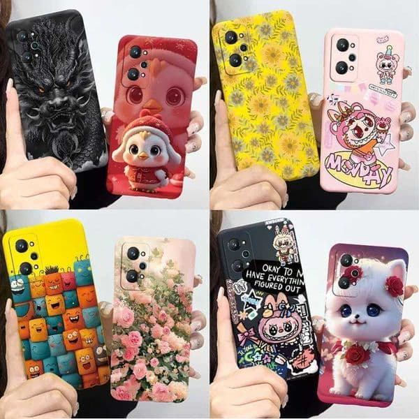 For Realme GT Neo 2 Case RMX3370 Silicone Cover Cute Labubu Cat Dragon Matte Bumper For Realme GT2 Neo2 3T GT 2 RealmeGT2 Fundas X250605
