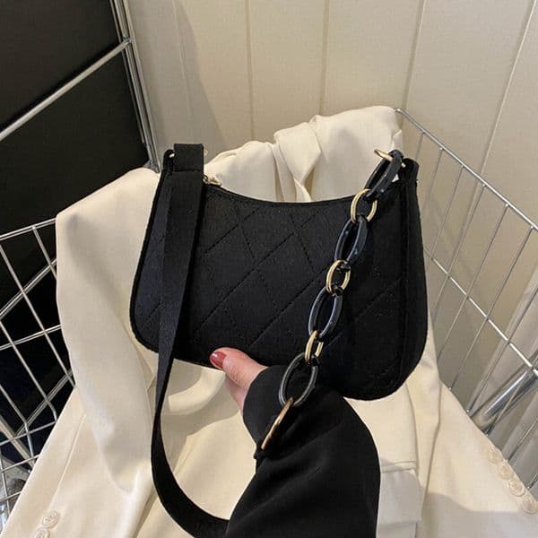 Fashionable French niche design women's multifunctional chain shoulder handbag, felt underarm bag designer women's shoulder bag