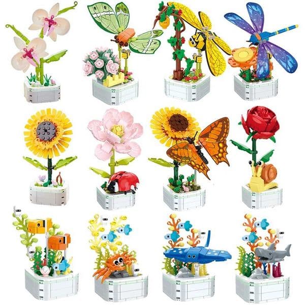 Kids Toy Building Block Flower Model Eternal Bouquet Creative Home Desk Plant Decoration Educational Toys For Kids Birthday Gift W250605