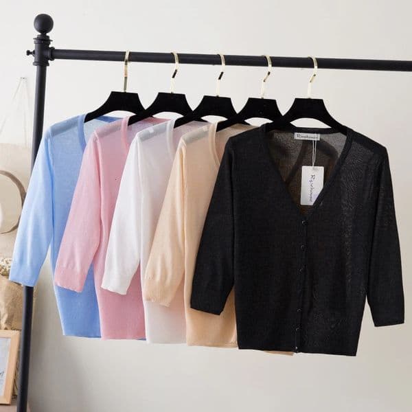 Basic Outerwear Summer Cardigan Women Girls Knitted Ladies Sweaters Cropped Crochet Top Knitwear Black Bolero Woman Jersey Tops 250530