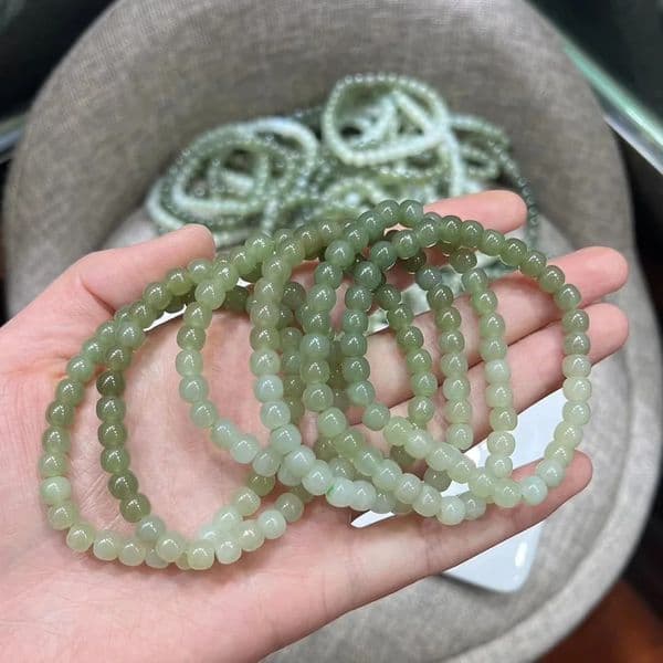 Natural Qinghai Material Gradient Hetian Jade Old Bead Bracelet Womens Fine Water Material Jade High-grade Jewelry 250604