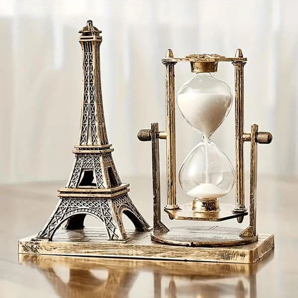 Vintage Eiffel Tower Hourglass Figurine - Creative Indoor Decor and Office Desk Ornament Perfect for Home Festivals 250604BJ