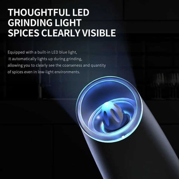 2025 1/2pcs Gravity Electric Salt And Pepper Grinder Set Battery Powered LED Light One Hand Automatic Operation X2506051