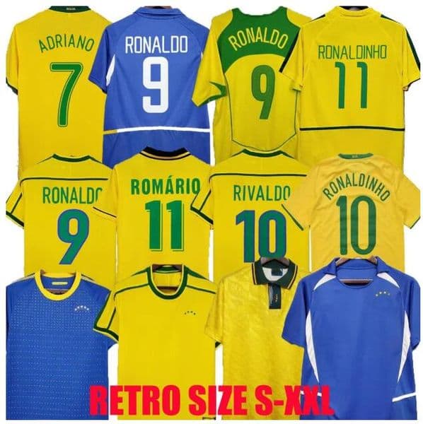 Soccer Jerseys 2002 Shirts 1998 Retro Jersey Carlos Romario Ronaldinho 2004 Camisa De Futebol 1994 2006 1982 Brazil Shirt RIVALDO ADRIANO
