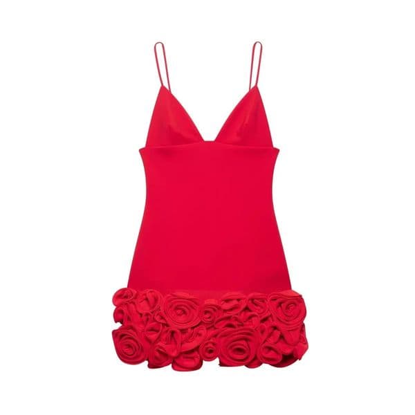 RARF Womens Stitch Slim Short Skirt Vneck Strap Highlighting Flower n Zipper Summer Product Sexy Dress 250604