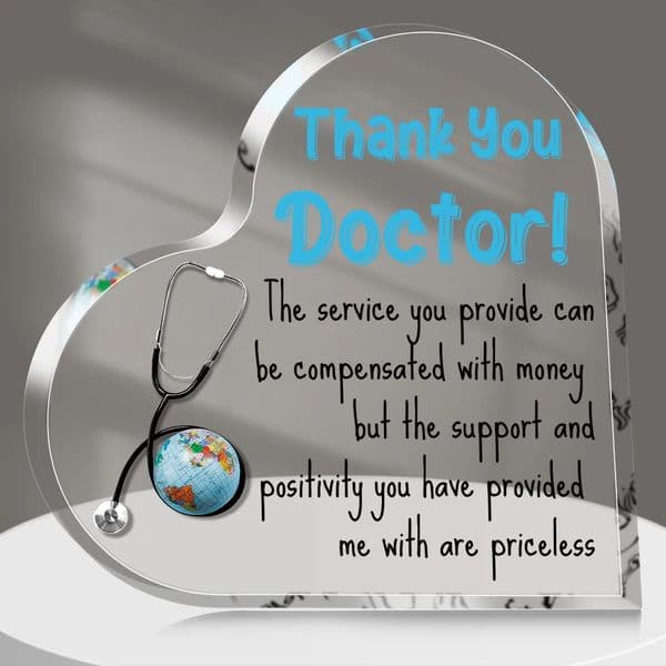 1PC Inspirational Doctor Appreciation Gift Heart-Shaped Acrylic Desk Decor Birthday Thank You Gift For Him Her Home Office Decor 250604