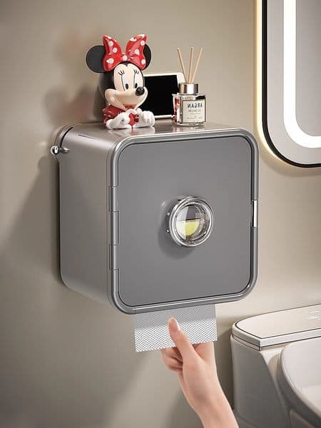 Suction Cup Bathroom Tissue Box No Punching Wall Mounted Suction Paper Roll Paper Double Layer Tissue Holder Bathroom accessorie