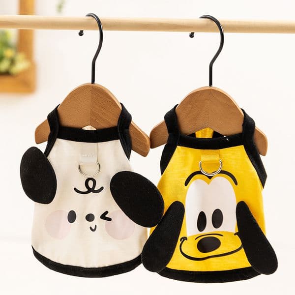 2026 New Shirts Soft Breathable Cute Cartoon Puppy With Leash Ring Tank Top Summer T-Shirts Apparel Sleeveless Dog Vest For Small Medium Dog