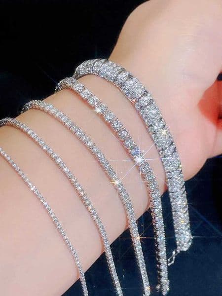 2-6.5mm Real Moissanite Tennis Bracelet for Women Christmas Gift Platinum Plated 100% 925 Sterling Silver Wedding Jewelry W250606