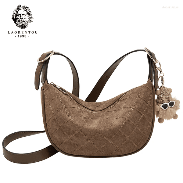 Drawstring LAORENTOU Hobos Shoulder Bag For Women Fabric Crossbody Handbag Purse With Cute Little Doll