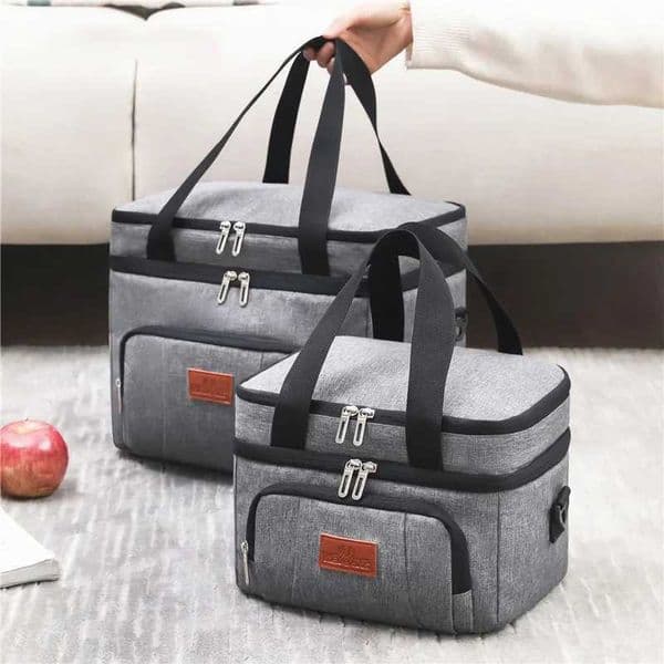 Multifunctional Double Layer Tote Cooler Lunch Bags for Women Men Large Capacity Travel Picnic Lunch Box with Shoulder Strap M250606