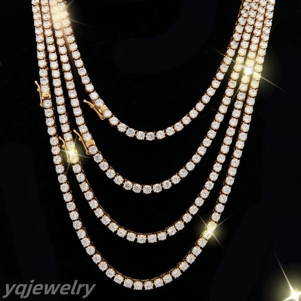luxury jewelry moissanite bracelet necklace Hip Hop necklace tennis chain fashion Jewelry Pass Diamond 3mm vvs moissanite iced out cuban chain for men women