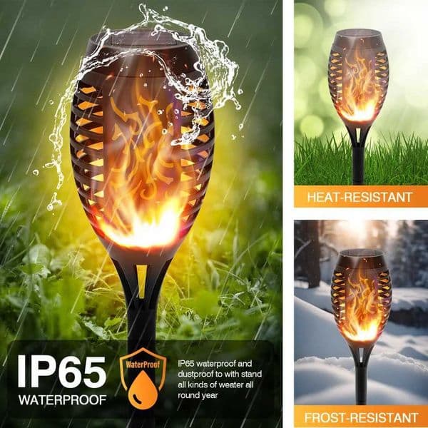 6pcs Solar Powered LED Flame Light Flickering Light Waterproof Garden Decoration Outdoor Lawn Path Yard Patio Floor Lamp W250607