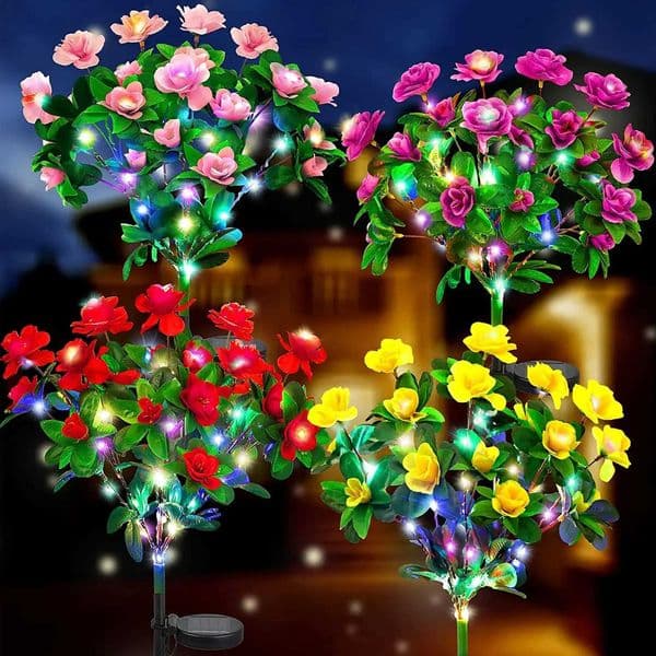 Waterproof LED Azalea Flower Solar Lights Outdoor Landscape Light for Lawn Patio Garden Path Decorative Lighting Best Gift W250607