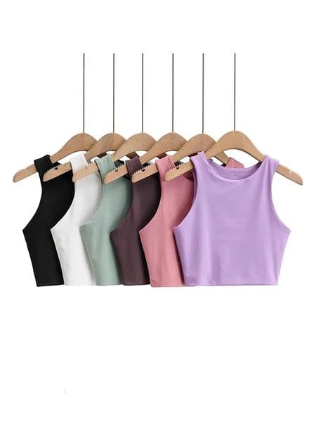 2023 Summer Fashion Women Sexy Slim Tops Oneck Sleeveless Double Nylon Ladies Good Quality Tank 6 Colors 250527