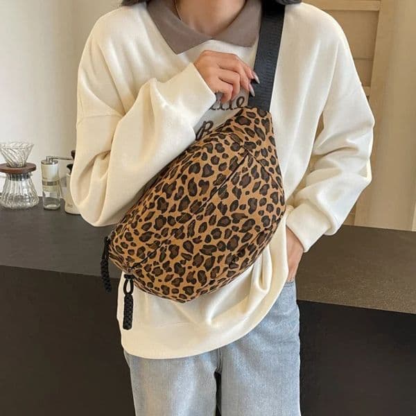 Large Size Leopard Prints Chest Bags For Women Canvas Large Capacity Shoulder Crossbody Bag 2025 Summer Latest Waist Fanny Pack 250603