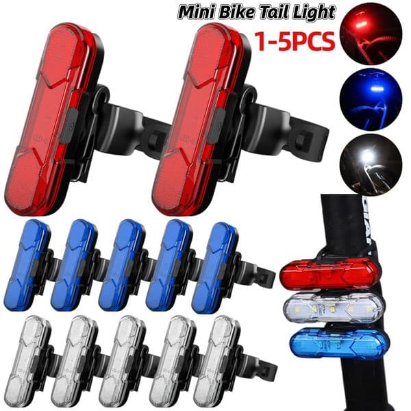 1-5PCS Bike Rear Tail Light USB Rechargeable Red/Blue/White LED Bicycle Seatpost Taillight For Night Riding Safety Warning Light